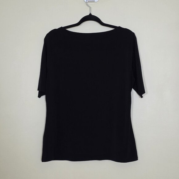 Tahari Top Womens L Black SS Studs Stretch Whimsigoth Office Mature Logo Capsule - Picture 16 of 16